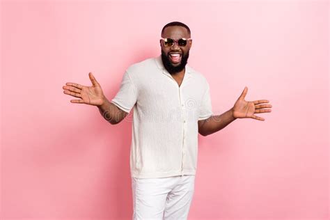 Photo Of Cool Impressed Young Man Wear White Shirt Dark Eyewear Rising