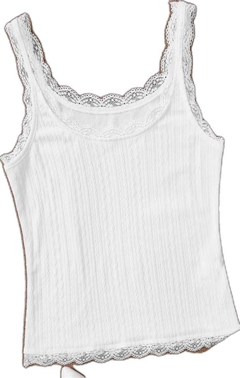 Shein Usa In 2024 Lace Trim Tank Top Tank Tops Plus Size Tank Tops