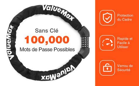 Valuemax Cha Ne Antivol V Lo Code De Mm Mm Avec Chiffres