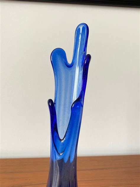 Deep Blue Viking Swung Glass Vase Etsy