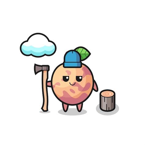 Desenho De Personagem De Fruta Pluot Como Lenhador Design De Estilo