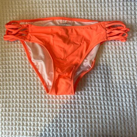 Pink Neon Orange Bikini Bottoms Never Worn V Soft Depop