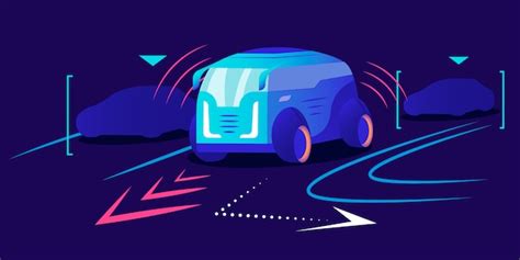 Autonomous Car Concept With Flat Design Free Vector