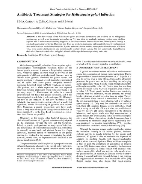 (PDF) Antibiotic Treatment Strategies for Helicobacter pylori Infection