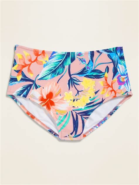 Neon Pink Floral High Neck Swim Top And High Waisted Sw Gem