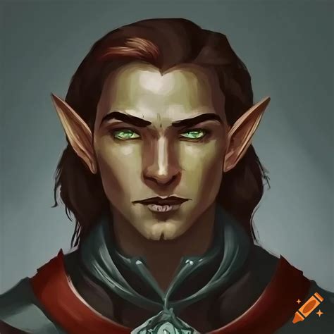 Illustration Of A Detailed Half Elf Warlock Archfey Character In