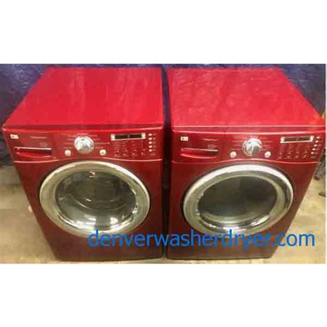 Perfect Red Lg Tromm Front Load Washer With Steam Dryer Set 2876