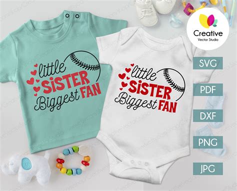 Little Sister Biggest Fan Baseball Svg Creative Vector Studio