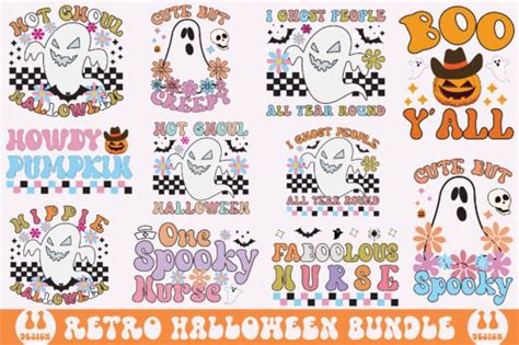 Retro Halloween Svg Bundle Ghost Png Graphic By Designking Creative