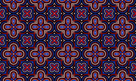 Ethnic Abstract Background cute Red Blue Black Flower geometric tribal folk Motif Arabic ...