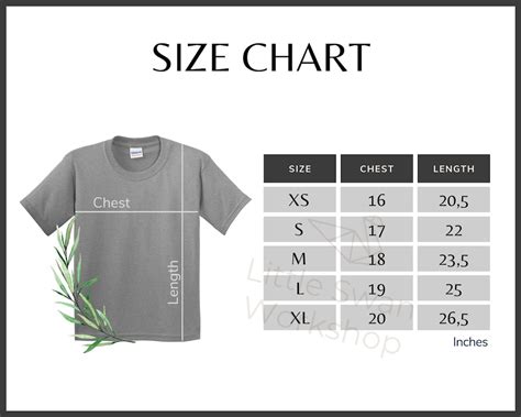 Gildan B Size Chart Gildan G B Youth T Shirt Size Etsy