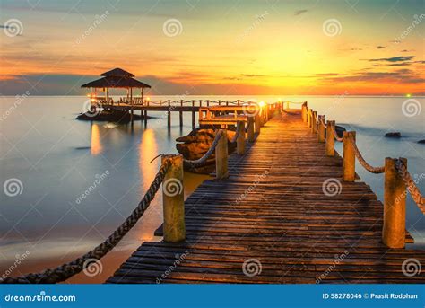 Wooden Pier Between Sunset In Phuket Thailand Stock Photo Image Of