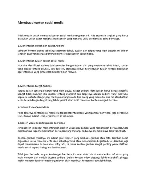 Membuat Konten Sosial Media Pdf Karier And Perkembangan Bisnis