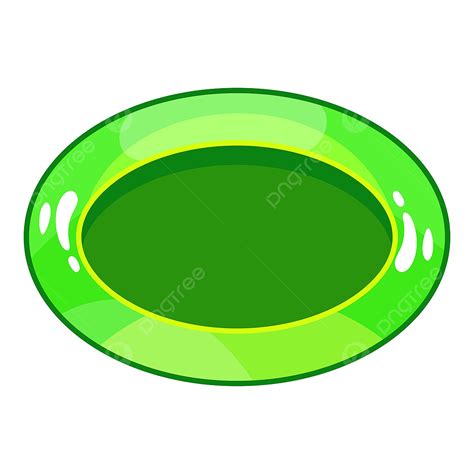 Icono De Botón Verde Ovalado Estilo De Dibujos Animados PNG Botón