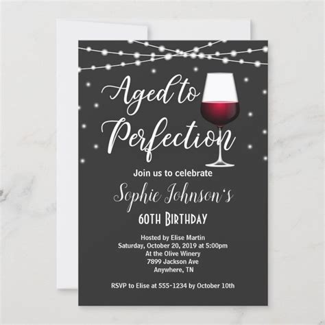 Aged To Perfection Wine Birthday Invitation Zazzle