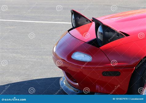 Pop Up Headlights on a Red Miata. Editorial Image - Image of drive ...