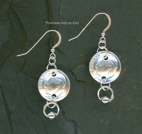 Handmade 1964 Dime Earrings 55th Birthday T For Women 55th