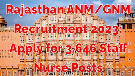 Rajasthan ANM GNM Recruitment 2023 Apply For 3 646 Staff Nurse Posts