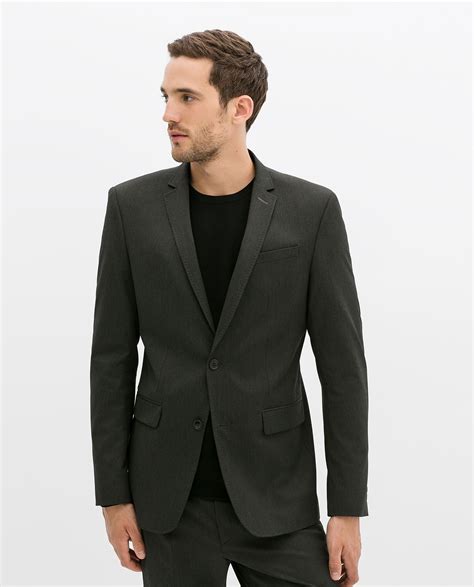 Zara Charcoal Slim Fit Blazer In Gray For Men Dark Grey Lyst