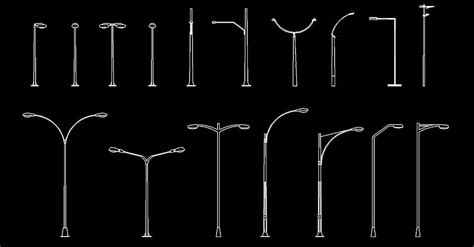 Bloques Autocad Postes De Luz Faroles En Alzado Dwg Dwgautocad