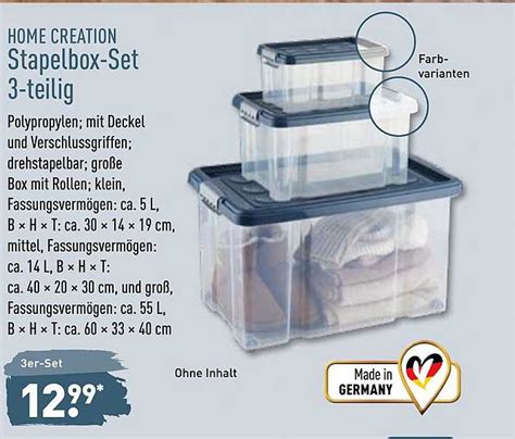 Home Creation Stapelbox Set Tlg Angebot Bei Aldi Nord Prospekte De