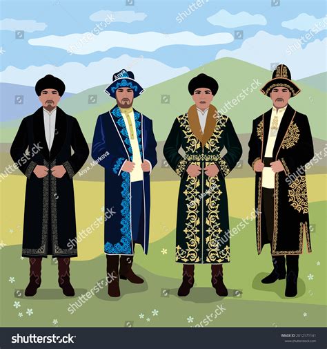 Vector Illustration Man Kazakh National Costume: เวกเตอร์สต็อก (ปลอดค่า ...