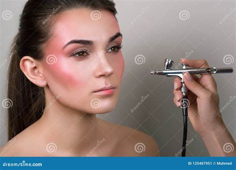 Makeup Artist Doing Professional Makeup Of Young Woman Makeup Detail