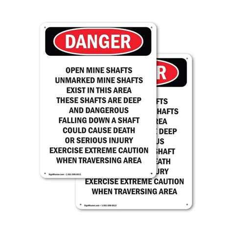 2 Pack Portrait Open Mine Shafts Unmarked Osha Danger Sign 10 Inch X 14 Inch Indoor Outdoor