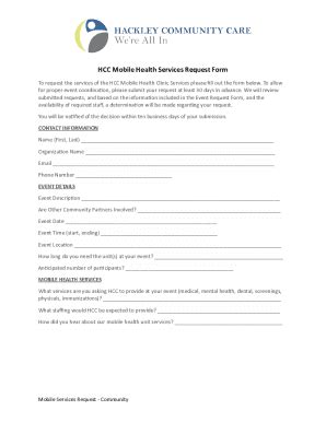 Fillable Online Hcc Mobile Health Services Request Form Fax Email Print