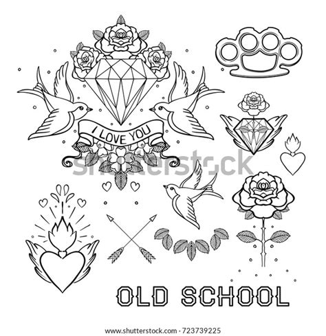 Old School Tattoo Set Classic Vector Stock Vector Royalty Free