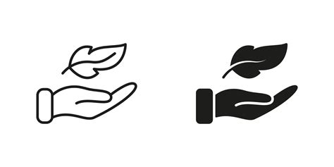 Silhouette And Line Icon Set Of Lightweight Feathers In Hand. Gentle ...