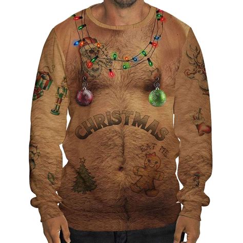 Christmas Men Funny Sweatshirts 3D Print Long Sleeve O Neck Pullovers Mens Autumn Tops Funny ...