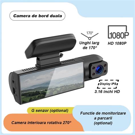 Camera Auto De Bord Dubla Vichema Full HD 1080P Frontala Interior