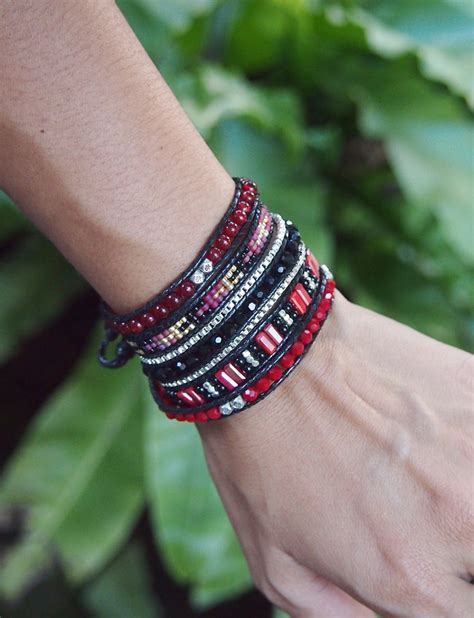 5 Times Wrap Bracelet Red Crystal Beaded Mix Boho Bracelet Etsy