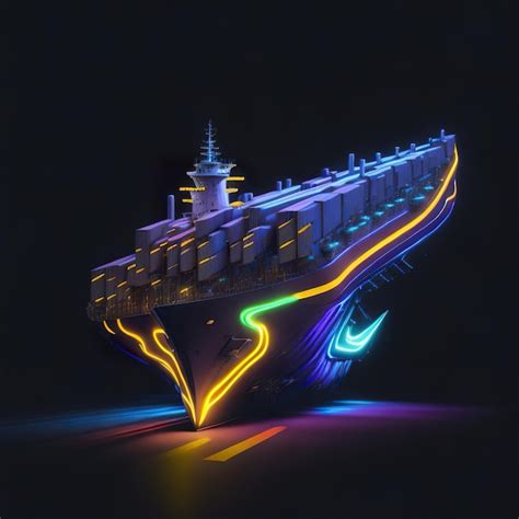 Un Barco Iluminado Con Luces De Ne N Foto Premium