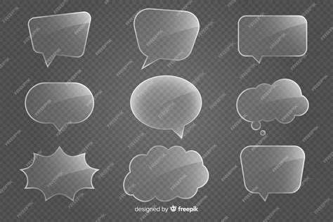 Free Vector Realistic Glass Speech Bubbles Collection