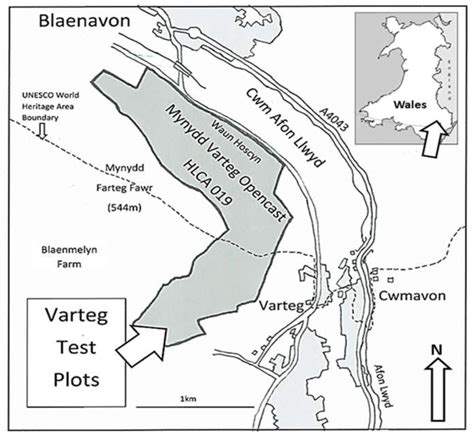 Location of the Varteg test plots, south of the UNESCO Blaenavon ...