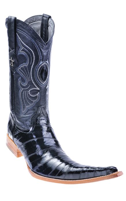 Los Altos Black Genuine Eel 9X Pointed Toe Cowboy Boots 970805. - $259. ...