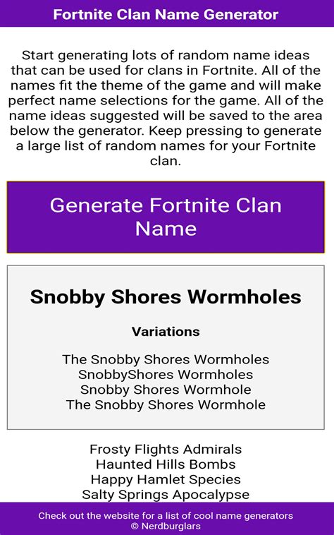 Clan Name Generator For Fortnite | Pricepulse