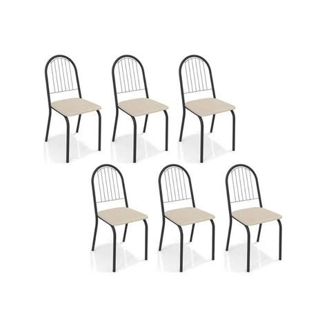 Cadeira De Cozinha Noruega C077 Kit 6 Un Preto Fosco Nude 16 MadeiraMadeira