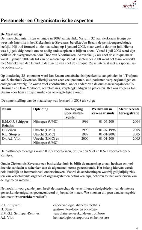 Ondernemende Internisten Alysis Zorggroep Ziekenhuis Zevenaar