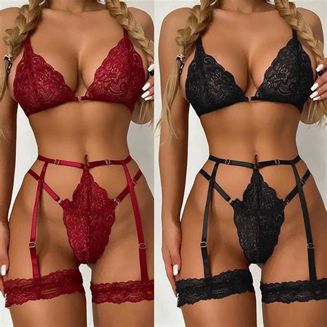 Exotic Lingerie Sexy Floral Lace Underwear Erotic Open Crotch Babydoll