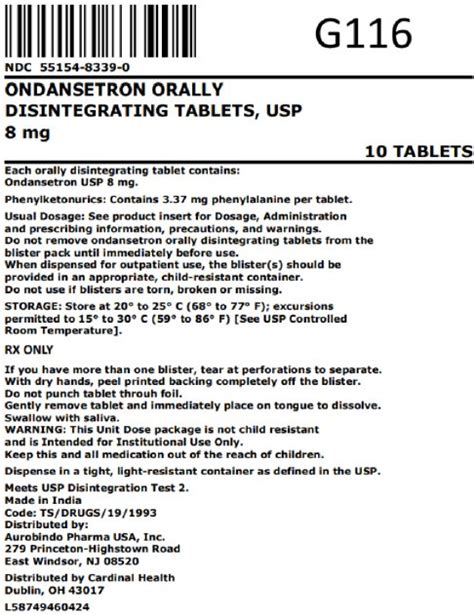 Ondansetron Odt Package Insert Prescribing Information