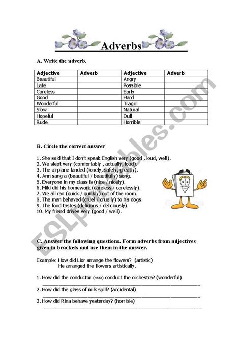 Adverbs Esl Worksheet By Anatavner