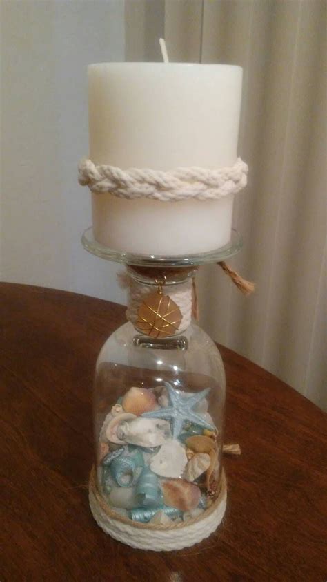 Wine Glass Candle Holder With Sand And Shells Prettybeachything Wine Glass Decor Wine Glass