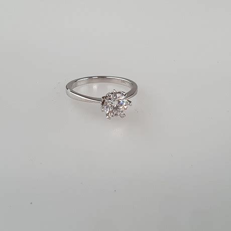 Solitaire Ring Sterling Silver Lab Odlad Diamant Moissanit