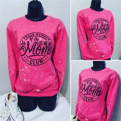 Proud Member Of The Hot Mess Moms Club Distressed Crewneck Paint