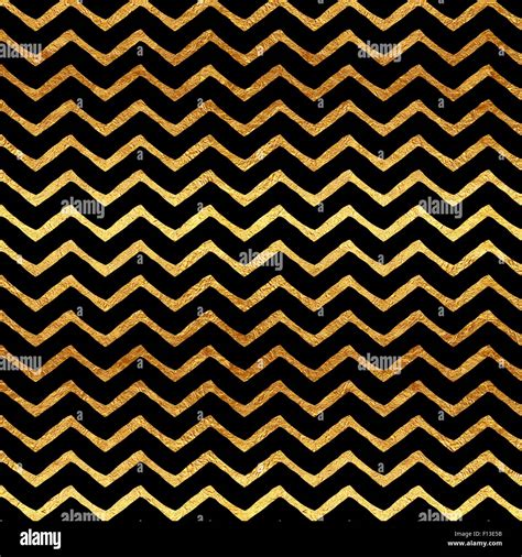 Gold Chevron Faux Foil Metallic Black Background Pattern Texture Stock