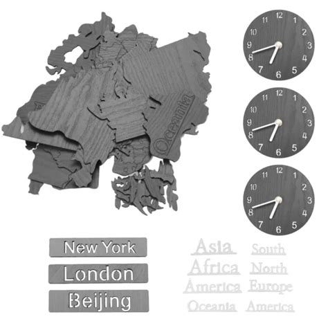 Horloge Carte Du Monde Cercle Stickers En Bois D Cor Horloges Eur