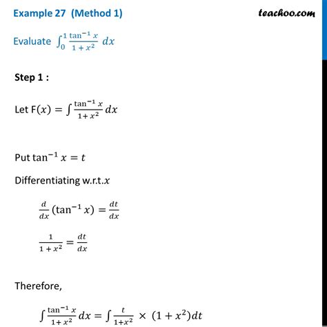 Example 27 Evaluate Tan 1 X 1 X2 Dx Chapter 7 Examples